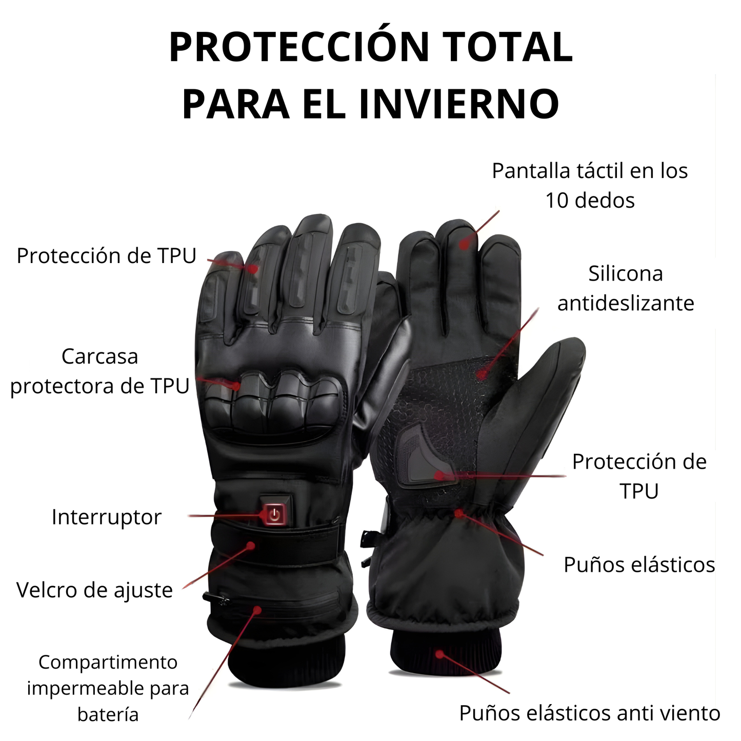 Guantes calefactables para moto