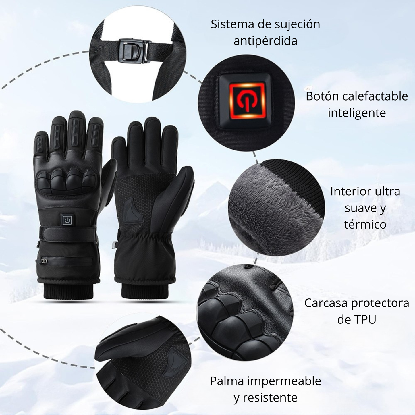 Guantes calefactables para moto